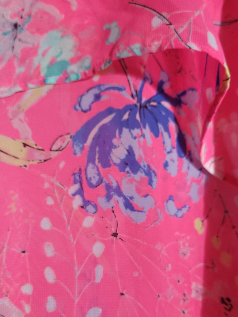 I Heart Ronson Neon Pink Floral Ruffle Blouse - Picture 5 of 6